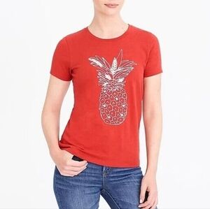 J Crew Pineapple Sequin T Shirt Womens S Small Sienna Embroider Cotton Collector